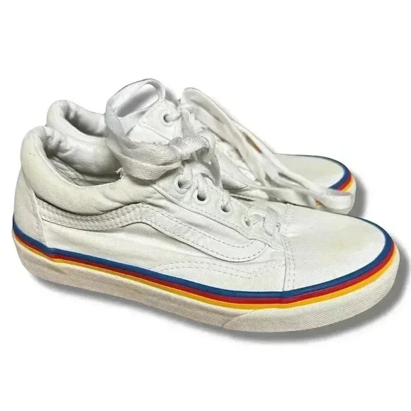 Vans Old Skool Unisex Sneakers White Rainbow Foxing Size 4 men 5.5 women - Picture 6 of 10